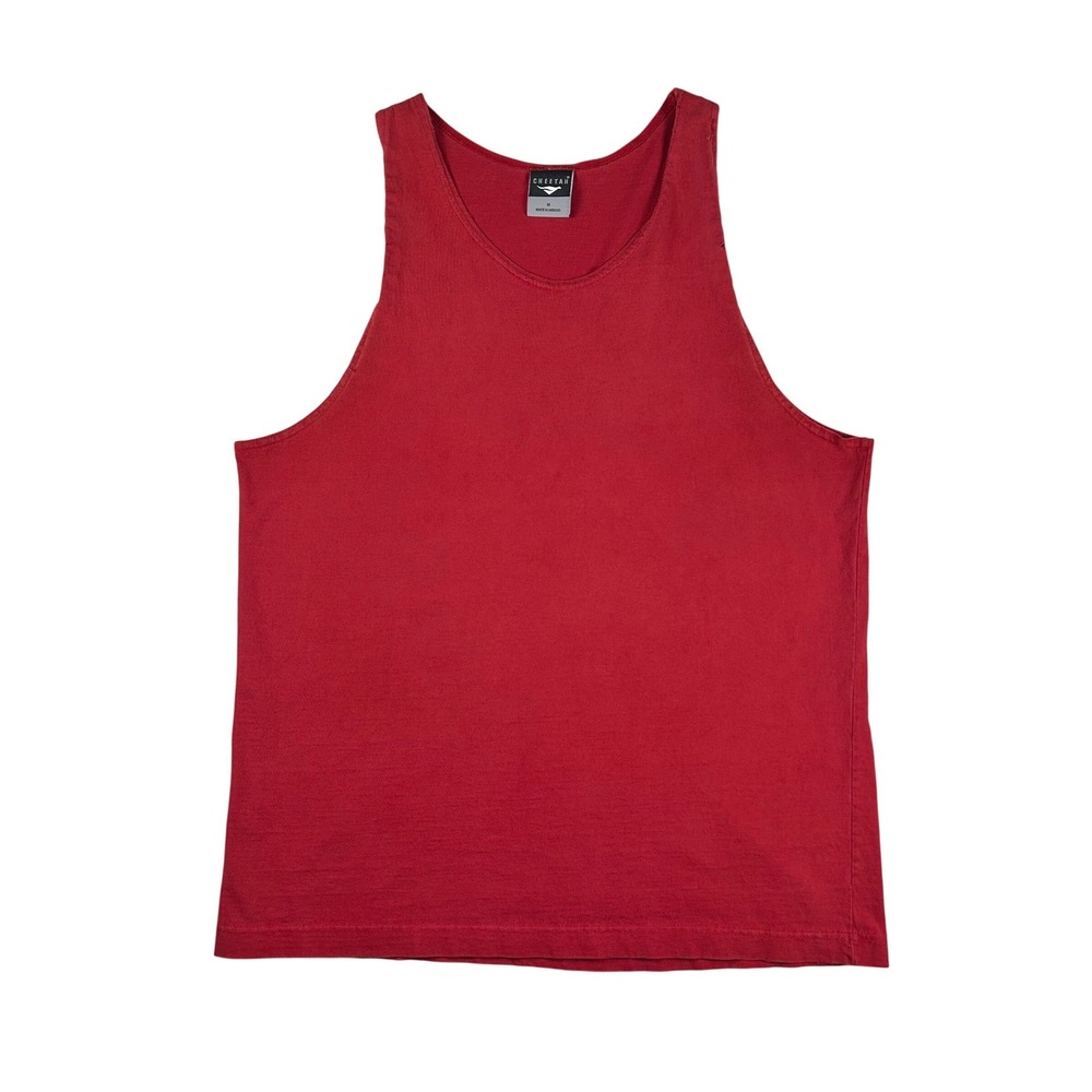 Cheetah‎ Mens Red Cotton Tank Top Sleeveless Shirt Size Medium Solid Casual